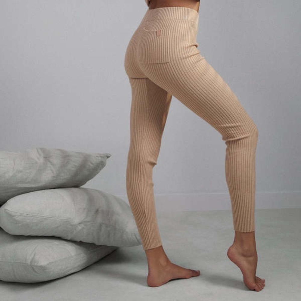LUNYA Cottonsilk Ribbed Leggings, XS, Tranquil Tan (discontinued color)